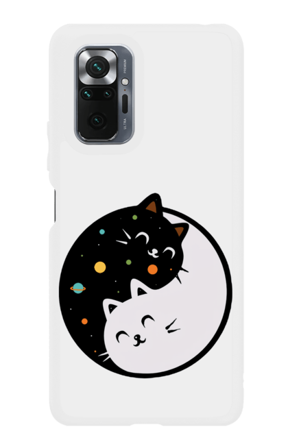 Чохол для телефону з принтом "Котики інь янь". З котиком, інь-янь, киця, кіт, кішка, космос, кот, котики, котики інь-янь. CustomPrint.market