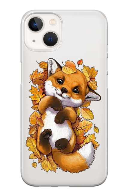 Чохол для телефону з принтом "Лисеня в осінньому листі". Лисеня, лисиць, листя, осіннє листя, осінь. CustomPrint.market