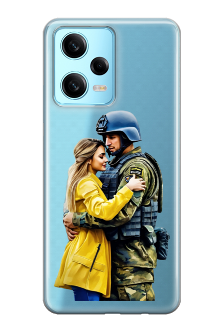 Чохол для телефону з принтом "Солдат обіймає дівчину". Зсу, обіймає дівчину, обійми, солдат, україна. CustomPrint.market