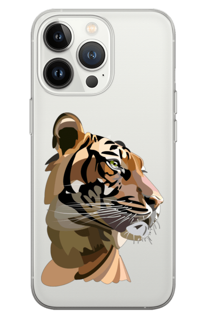 Чохол для телефону з принтом "Профіль тигра". Велика кішка, великий кіт, дика природа, дикий, звір, погляд, портрет, природа, профіль, стилізація, тварина, тигр, хижак. CustomPrint.market