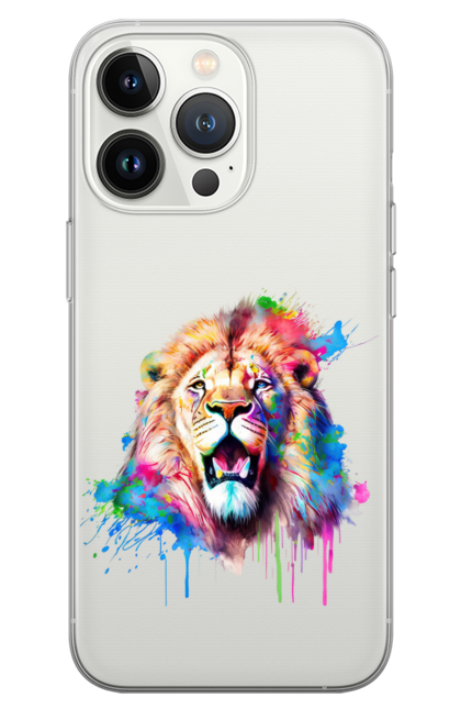 Чохол для телефону з принтом "Лев". Арт, кіт, кольорова, лев, плями, тварина. CustomPrint.market