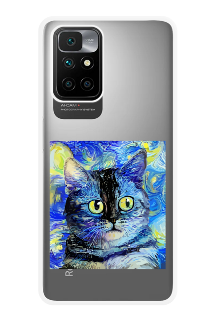 Чохол для телефону з принтом "Кіт ван Гога". Абстракція, гумор, жарт, кіт, мем, смішне, тварини. CustomPrint.market