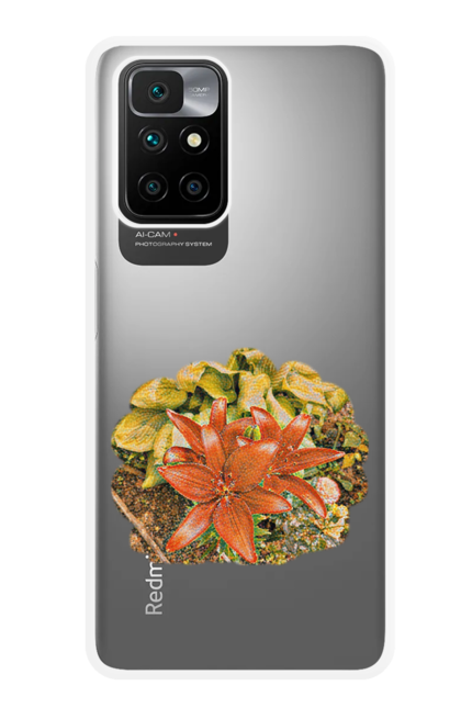 Чохол для телефону з принтом "Червона лілія". Арт, квітка, лілія, малюнок, мистецтво, природа, пуантилізм, рослини, червоний. CustomPrint.market