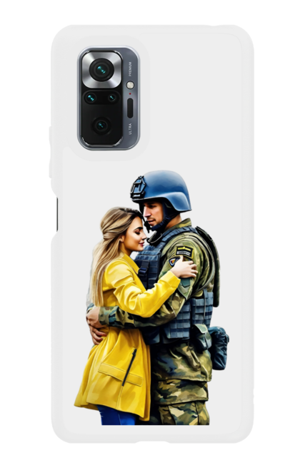 Чохол для телефону з принтом "Солдат обіймає дівчину". Зсу, обіймає дівчину, обійми, солдат, україна. CustomPrint.market