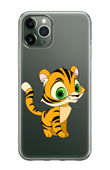 Чохол для телефону з принтом "Маленький тигр". Велика кішка, великий кіт, веселий, дика природа, дикий, дитинча, звір, маленький, мульт, мультик, мультфільм, погляд, портрет, природа, стилізація, тварина, тигр, тигреня, хижак. CustomPrint.market