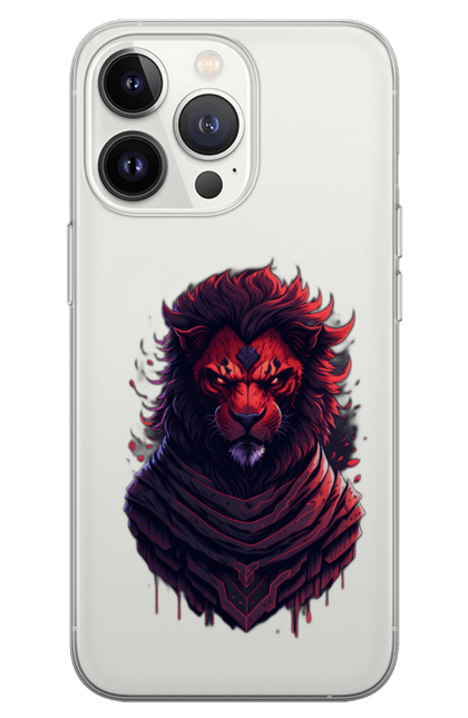 Чохол для телефону з принтом "Детальна ілюстрація обличчя злого лева ніндзя". Злий лев, лев, ніндзя лев. CustomPrint.market