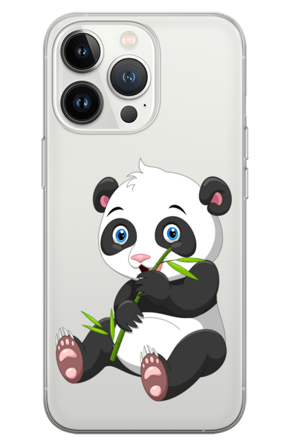 Чохол для телефону з принтом "Малюк панда їсть бамбук". Бамбук, ведмідь, маленька панда, малюк панда, панда їсть бамбук, панта, тварини. CustomPrint.market