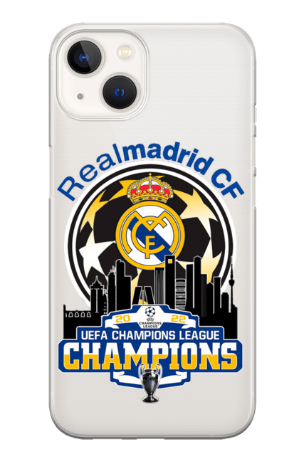 Чохол для телефону з принтом "Реал Мадрид Чемпіон". Королівський клуб, ліга чемпіонів, м`яч світ, переможець, реал мадрид, футбол, футбольний клуб, чемпіон 2022, чемпіон ліги. CustomPrint.market