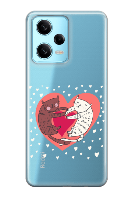 Чохол для телефону з принтом "Серце, закохані котики". Закохані коти, кіт, коти, кохання, серце. CustomPrint.market