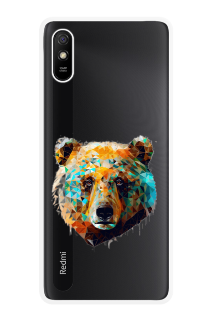 Чохол для телефону з принтом "Ведмідь кольоровий". Арт, ведмідь, кольоровий, мозаїка, природа, тварина. CustomPrint.market