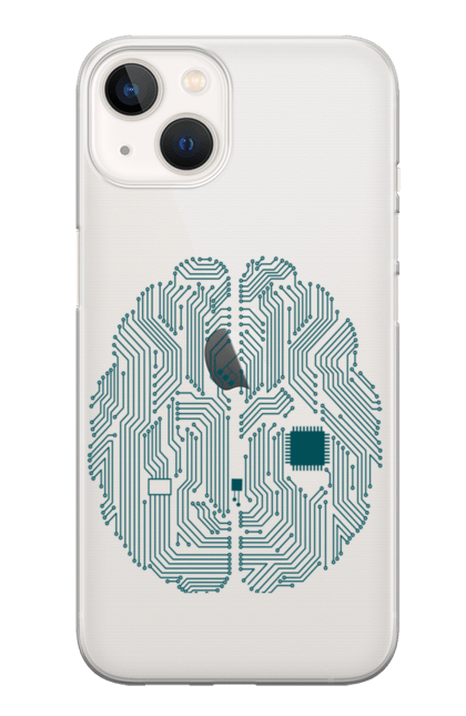 Чохол для телефону з принтом "Мікро мозок". Графічний дизайн, іт мозок, кібер мозок, мозок, мозок хакера, технологія, чіп. CustomPrint.market