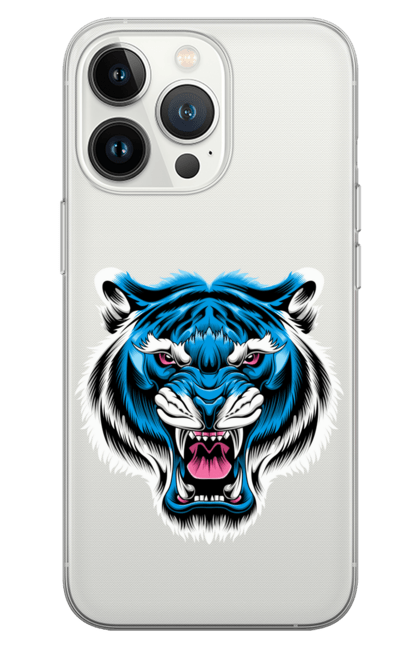Чохол для телефону з принтом "Блакитний тигр". Блакитний тигр, голова тигра, тварини, тигр. CustomPrint.market