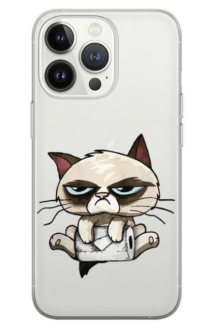 Чохол для телефону з принтом "Кіт з туалетним папіром". Злий кіт, кіт, мем, туалетний папір. CustomPrint.market