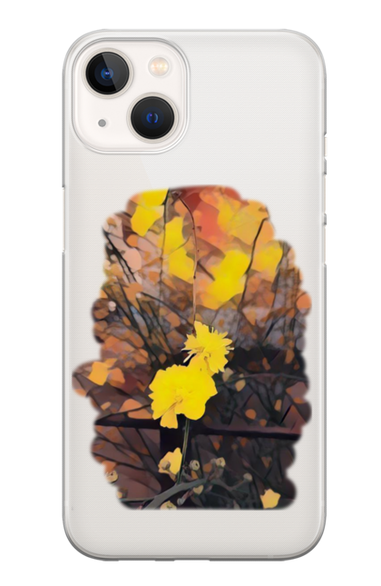 Чохол для телефону з принтом "Жовті квіти в теплих тонах". Живопис, жовтий, жовті квіти, затишок, кавовий, квіти, квітка, коричневий, малюнок, осінь, природа, теплий, тепло, художнє, хюге. CustomPrint.market
