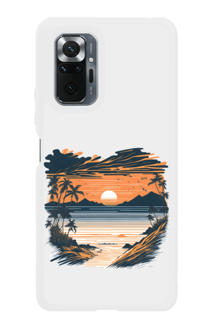 Чохол для телефону з принтом "Безтурботний пляж на заході сонця". Захід сонця, пляж, розслаблення. CustomPrint.market