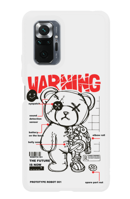 Чохол для телефону з принтом "Робот ведмедик". Ведмедик, ведмідь, деталі, іграшка, попередження, робот, увага. CustomPrint.market