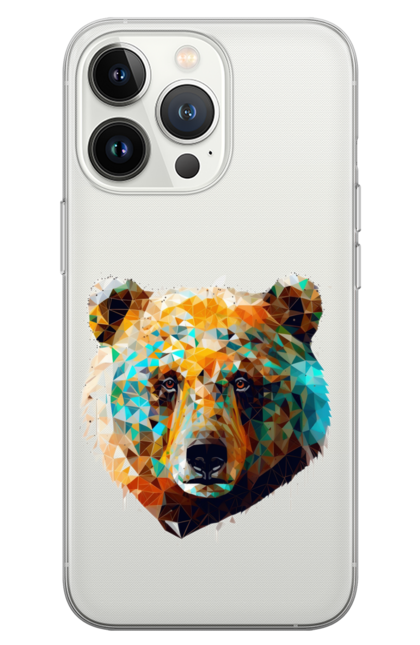 Чохол для телефону з принтом "Ведмідь кольоровий". Арт, ведмідь, кольоровий, мозаїка, природа, тварина. CustomPrint.market