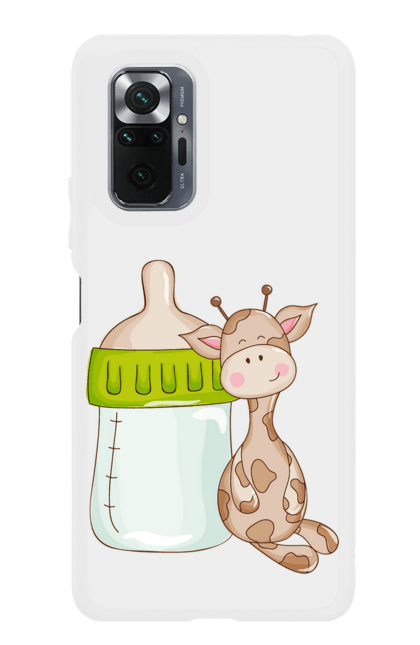 Чохол для телефону з принтом "Жираф з пляшкою". Жираф, малюк, пляшка для малюка. CustomPrint.market