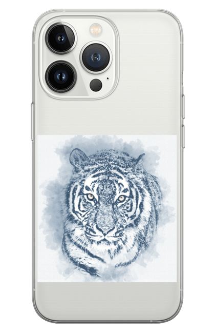 Чохол для телефону з принтом "Тигр". Велика кішка, великий кіт, дика природа, дикий, звір, зуби, погляд, портрет, природа, стилізація, тварина, тигр, хижак. CustomPrint.market