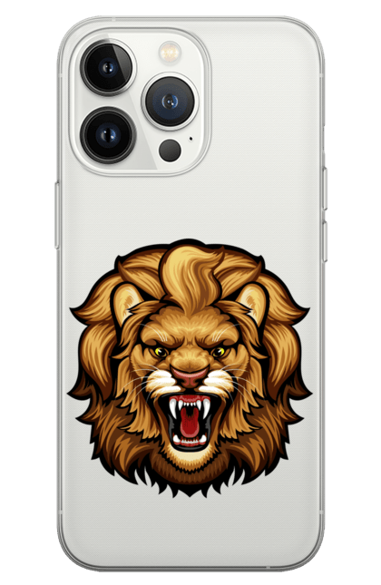 Чохол для телефону з принтом "Лев". Звірі, злий лев, лев, лев ричить, тварини. CustomPrint.market