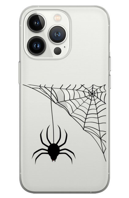 Чохол для телефону з принтом "Павук". Павук, павук на павутині, павутиння, силует, хелловін. CustomPrint.market