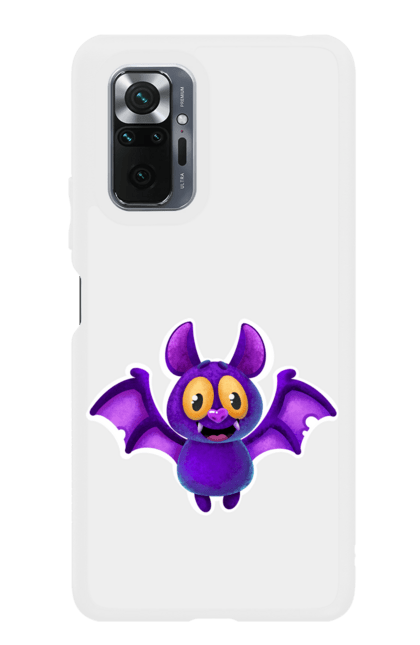 Чохол для телефону з принтом "Кажан Хеллоуин". Веселий, дитячий, летюча миша, милий, свято, фіолетовий, хеллоуин. CustomPrint.market