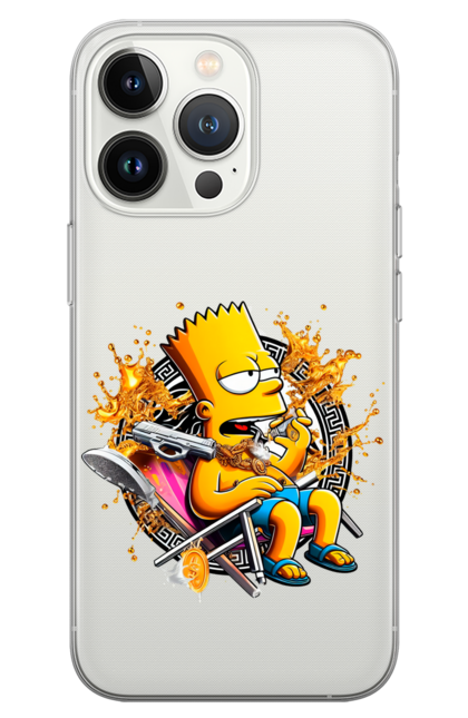 Phone case with prints Bart Simpson Versace. Bart, cartoon, serial, simpson, versace. 2070702