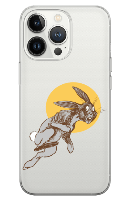 Чохол для телефону з принтом "Зайчик, що біжить". Біжить, заєць, зайчик, кролик, природа, стилізація, стрибає, тварина. CustomPrint.market