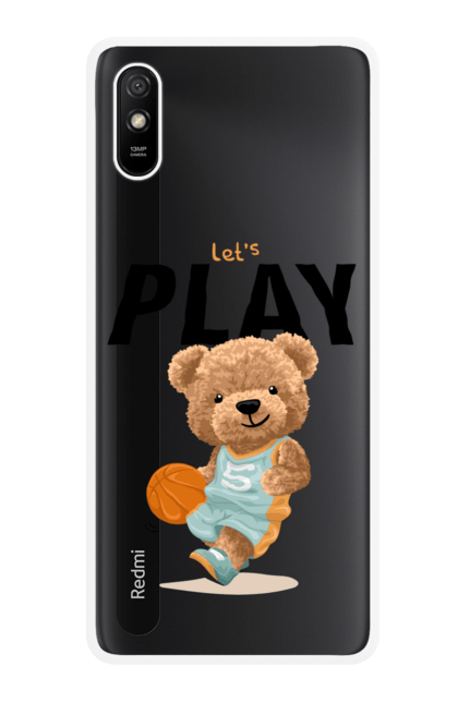 Чохол для телефону з принтом "Ведмедик грає в баскетбол". Баскетбол, ведмедик, ведмедик грає баскетбол, ведмідь, гра баскетбол, спорт, тварини. CustomPrint.market