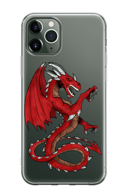 Чохол для телефону з принтом "Червоний дракон з кігтями". Вогонь, дракон, крила, червоний дракон. CustomPrint.market