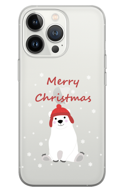 Чохол для телефону з принтом "Білий ведмедик, щасливого Різдва". Білий ведмідь, ведмідь, зима, новий рік, різдво, сніг. CustomPrint.market