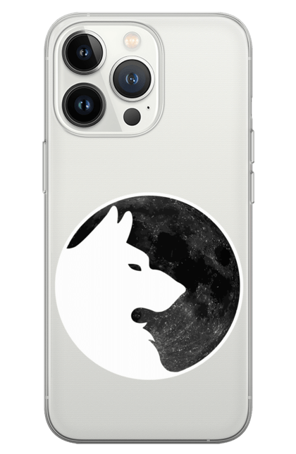 Чохол для телефону з принтом "Нічний волк". Білий волк, вовк, звір, місяць, нічний волк, тварина. CustomPrint.market