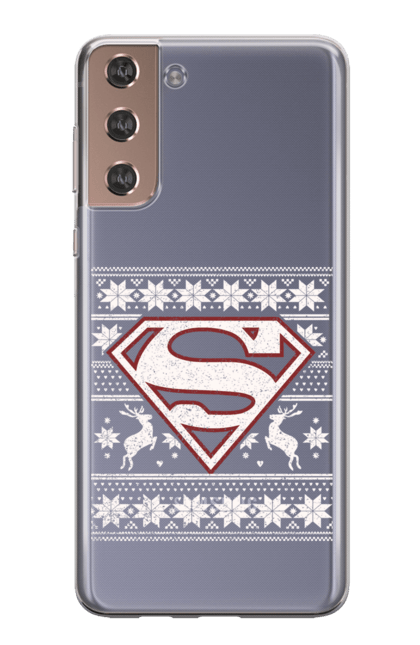 Чохол для телефону з принтом "Новий рік Супермен". Візерунок, емблема, марвел, новий рік, олень, светр з оленями, светрі з оленями, сніжинка, супергерой, супермен. CustomPrint.market
