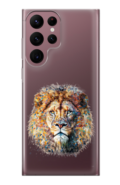 Чохол для телефону з принтом "Лев кольоровий". Арт, кіт, лев, мозаїка, тварина. CustomPrint.market
