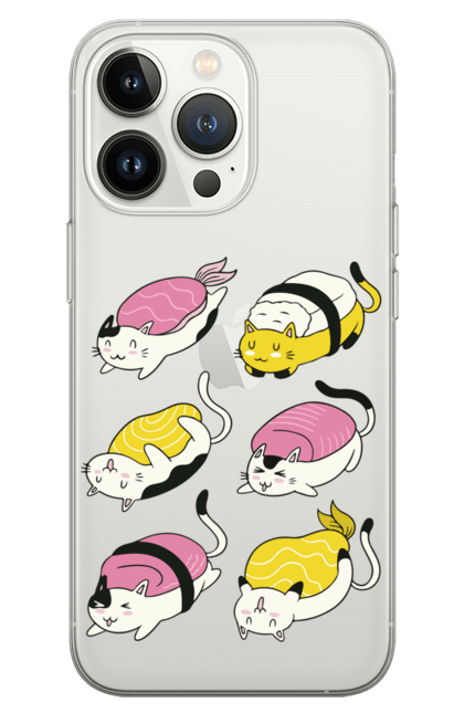 Чохол для телефону з принтом "Коти суші". Кіт, кішка, рол, суші, японська кухня. CustomPrint.market