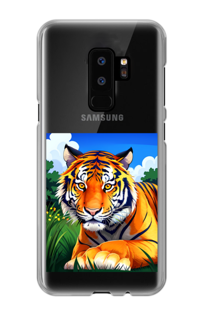 Чохол для телефону з принтом "Тигр у квітах". Тигр, тигр на природі, тигр у квітах. CustomPrint.market