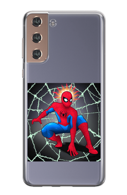 Чохол для телефону з принтом "Людина павук в павутинні". Герой, людина павук, марвел, павук, павутина, рятувальник, спайдермен. CustomPrint.market