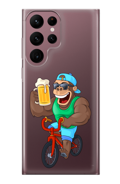 Чохол для телефону з принтом "Мавпа З Пивом На Велосипеді". Велосипед, мавпа, пиво. CustomPrint.market