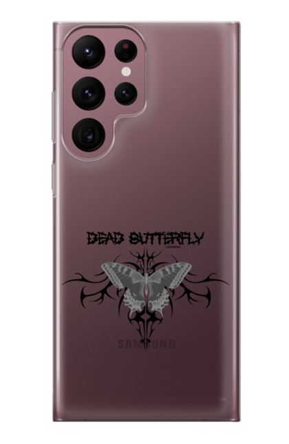 Чохол для телефону з принтом "Dead Butterfly Black". Butterfly, грандж, мертва, метал, метелик, напис, рок, чорний. CustomPrint.market