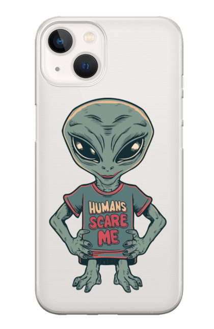 Чохол для телефону з принтом "Люди мене лякають". Інопланетянин, надпис, нло, прикол, текст. CustomPrint.market