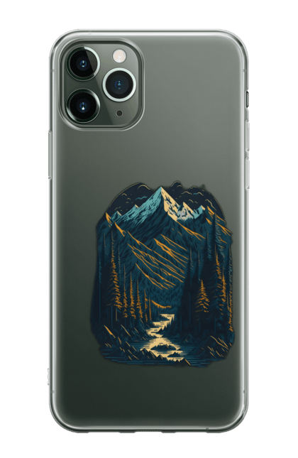 Чохол для телефону з принтом "Природний дизайн із зображенням спокійної гори". Гора, природа, спокій. CustomPrint.market