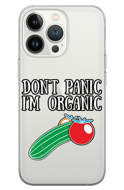 Чохол для телефону з принтом "Не панікуйте, я органічний". Овочі, огірок, органіка, продукти, фрукти. CustomPrint.market