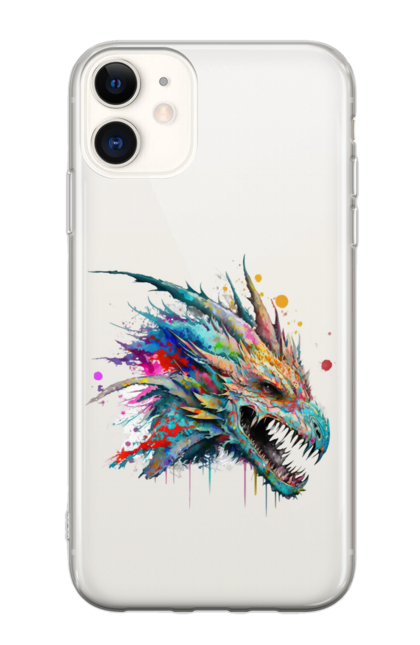 Чохол для телефону з принтом "Дракон". Арт, дракон, кольорова, плями, фентезі. CustomPrint.market