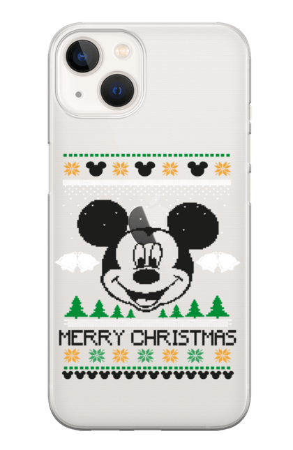 Чохол для телефону з принтом "Різдво Міккі Маус". Візерунок, з різдвом, міккі маус, новий рік, родинність, светр з оленями, сніг. CustomPrint.market