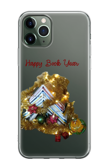 Чохол для телефону з принтом "Щасливого книжкового року". Зима, книга, книголюб, книжки, новий рік, новорічна ялинка, різдво, різдвяна ялинка, свято. CustomPrint.market