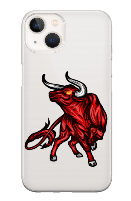 Чохол для телефону з принтом "Червоний бик". Бик, тварини, червоний бик. CustomPrint.market