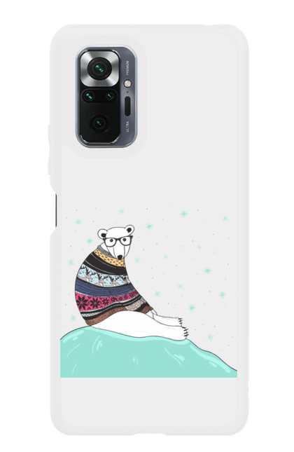 Чохол для телефону з принтом "Білий ведмідь на снігу". Білий ведмідь, ведмідь, зима, новий рік, різдво, сніг, щасливого різдва. CustomPrint.market