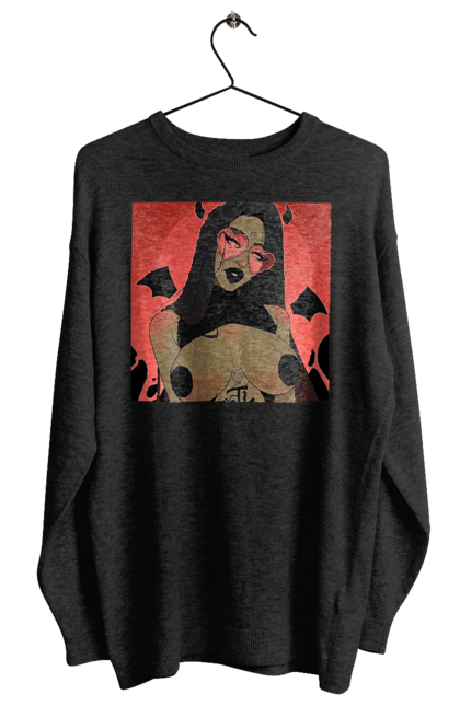 Світшот жіночий з принтом "Диявол З Цицьками". Гола, диявол, сиськи. 2070702