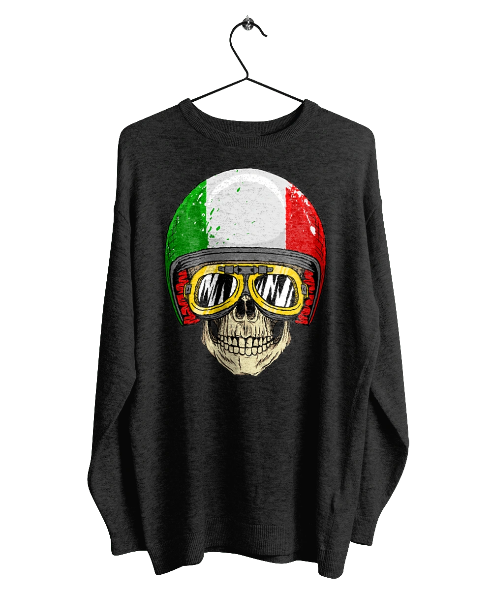 Skull in a motorcycle helmet