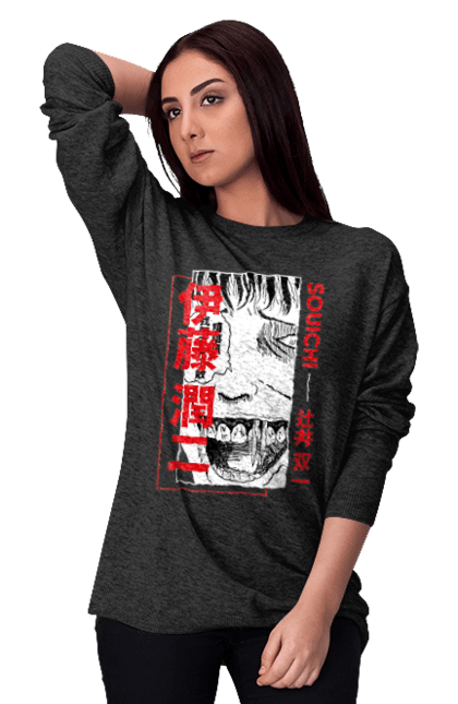 Women's sweatshirt with prints Junji Ito Collection. Anime, horror, junji ito, manga, souichi tsujii. CustomPrint.market